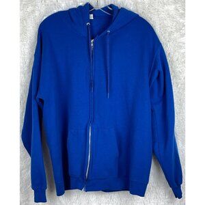 Hanes EcoSmart Mens Large Zip Front Hoodie Blue Front Pockets